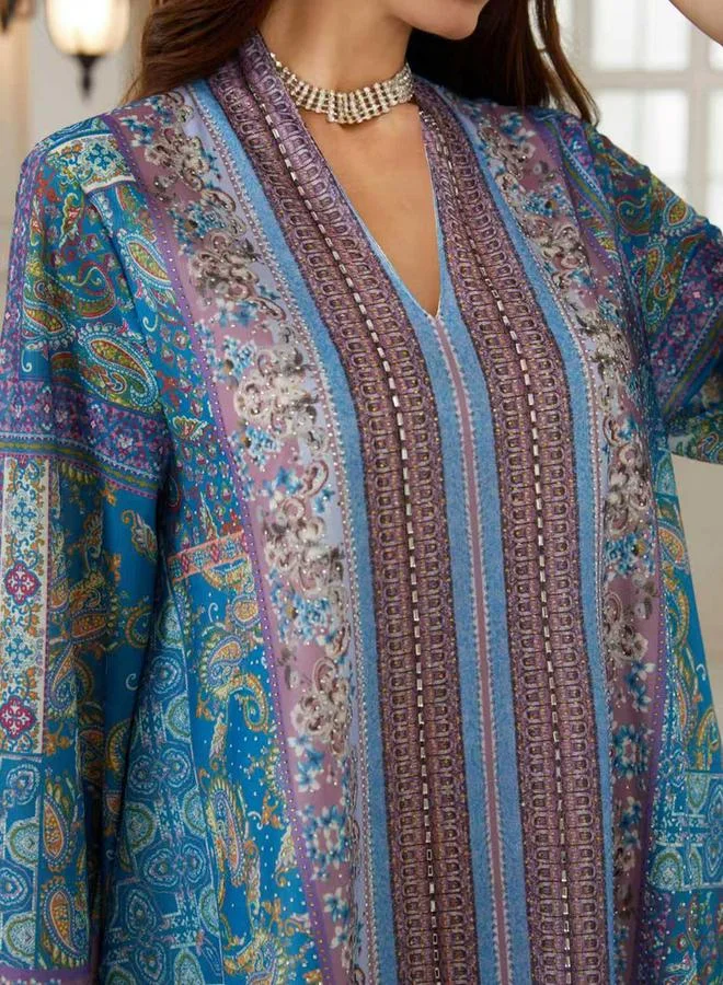 تايك تو جلابية مطبعة بقصة واسعة